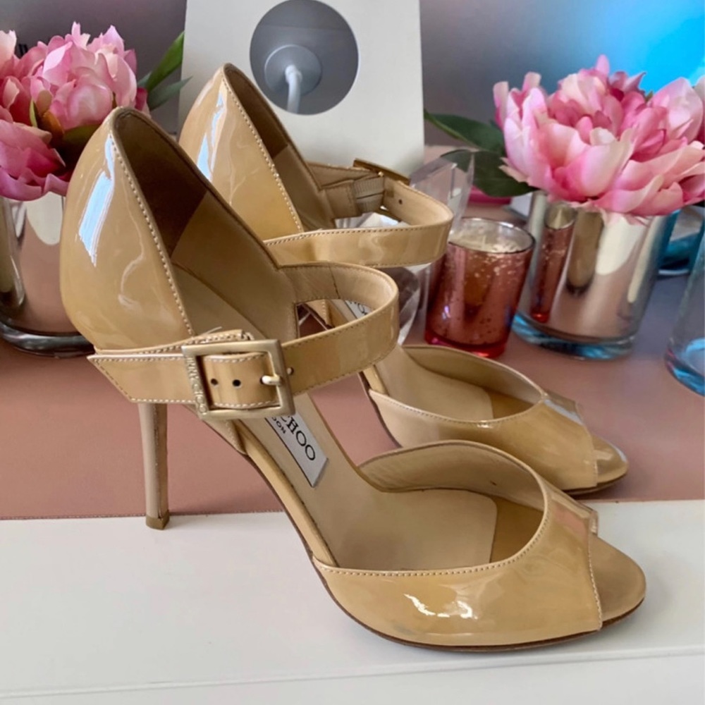 🎉✨💕Host Pick 🎉✨💕Jimmy Choo Peep Toe Patent Leather Heels - Picture 4 of 7